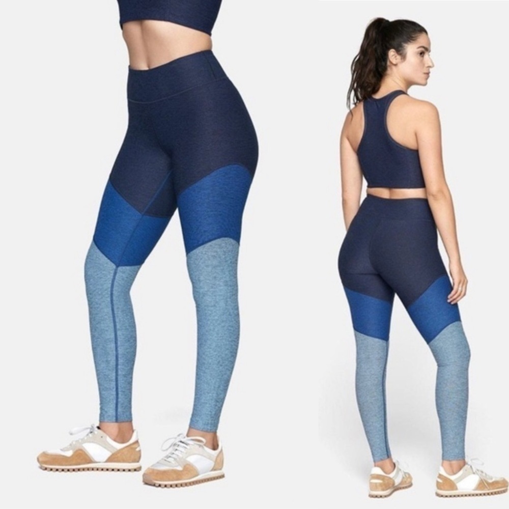 Outdoor Voices Springs Leggings Navy Deep Sea Mist Color Block 7/8 Gym XS